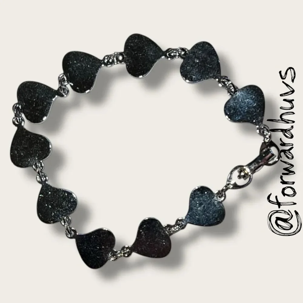 Bundle Sale 3 for $15 | Adorable Silver Tone Heart Bracelet | Faux Abalone